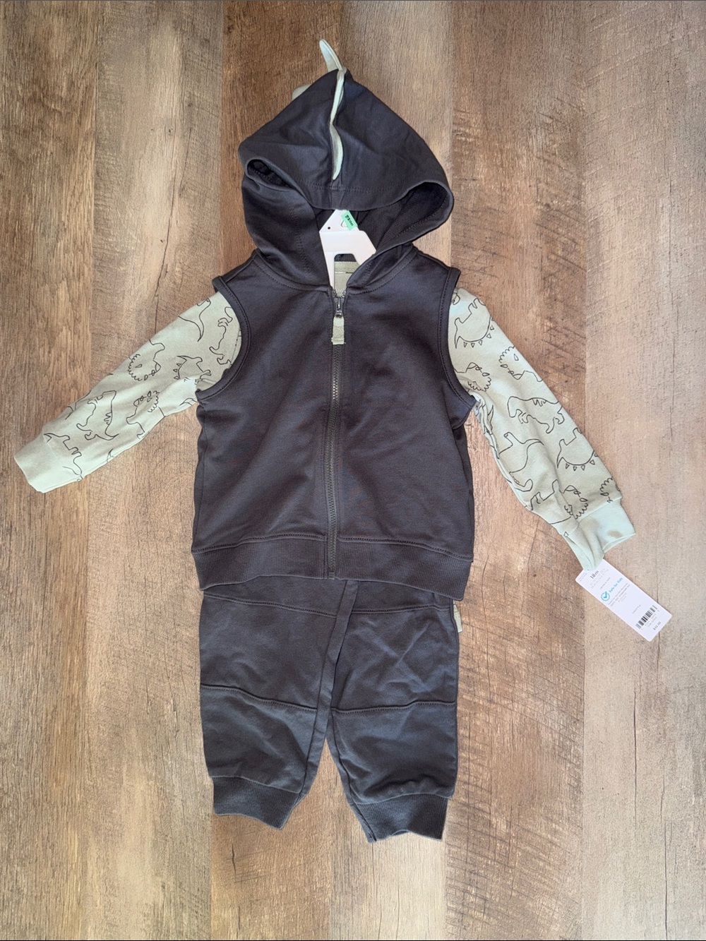 Carters 18m Dinosaur Vest & Dino Sleeve Top Set NWT